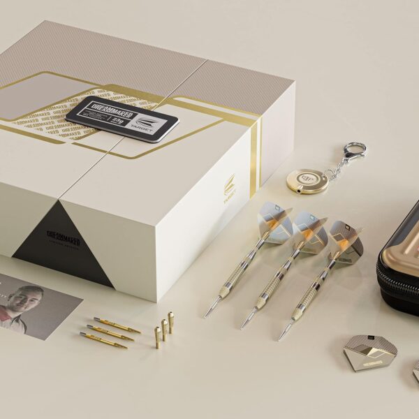 Dimitri Van Den Bergh Dream Maker Limited Edition Tungsten Swiss Point Tip Set Steel Darts, Sand and Gold, 23G UK