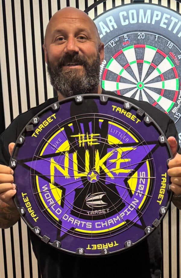 SIGNED LUKE LITTLER LTD EDITION DARTBOARD