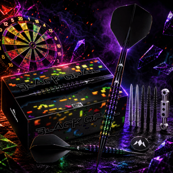 Mission Black Opal Darts - Steel Tip - 95% Tungsten - Black & Coral PVD